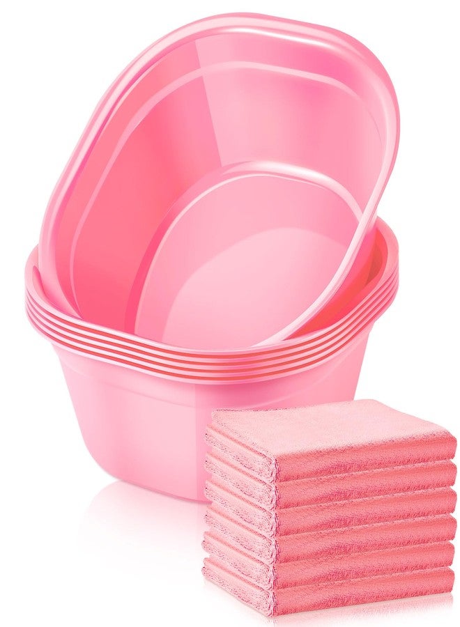 Patelai 6 Sets Kids Foot Spa Kit for Girl 12 x 12 x 4.3 Inch Foot Soaking Tub 14 x 30 Inch Hand Towels Washbasin Towels for Spa Party Sleepover Party Supplies(Pink) - Image 1